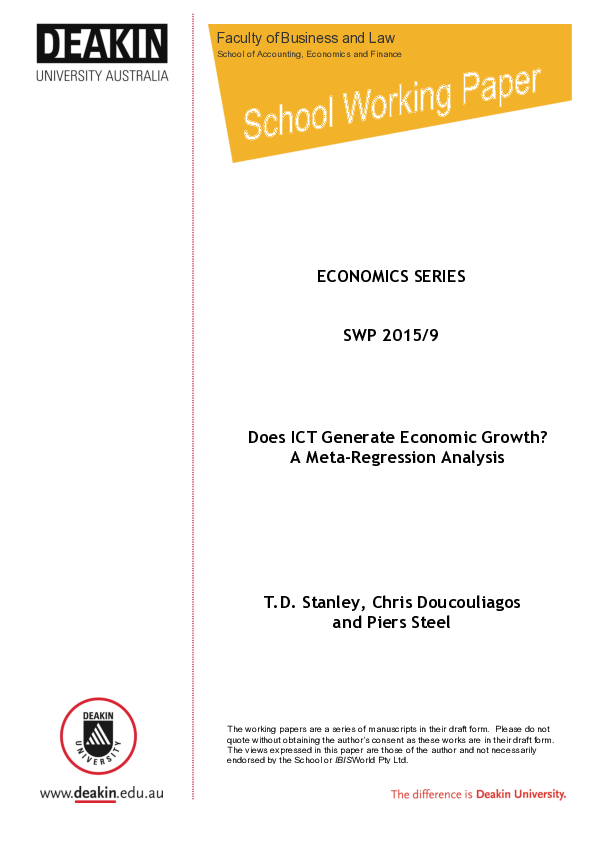 (PDF) SWP 2015 / 9 Does ICT Generate Economic Growth ? A Meta ...