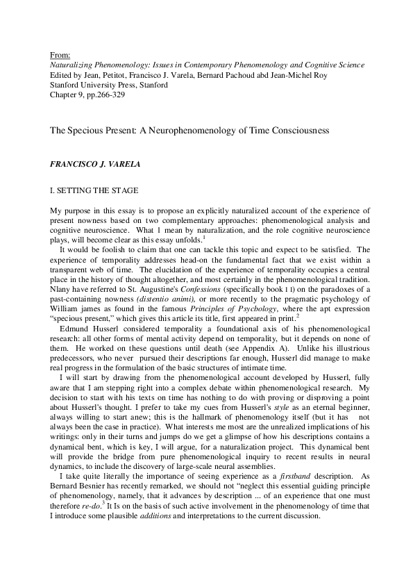 (PDF) The specious present: A neurophenomenology of time consciousness