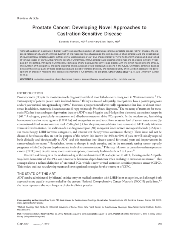 (PDF) Prostate cancer: Developing novel approaches to castration ...