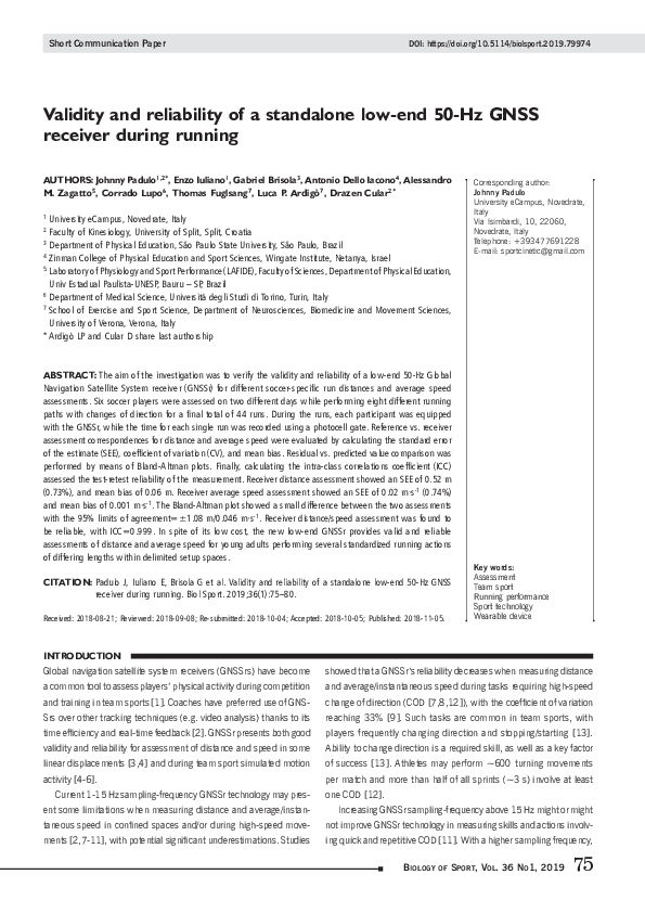 (PDF) Validity and reliability of a standalone low-end 50-Hz GNSS ...
