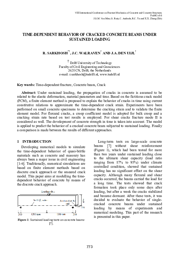 (PDF) Time-Dependent Behavior of Cracked Concrete Beams Under Sustained ...
