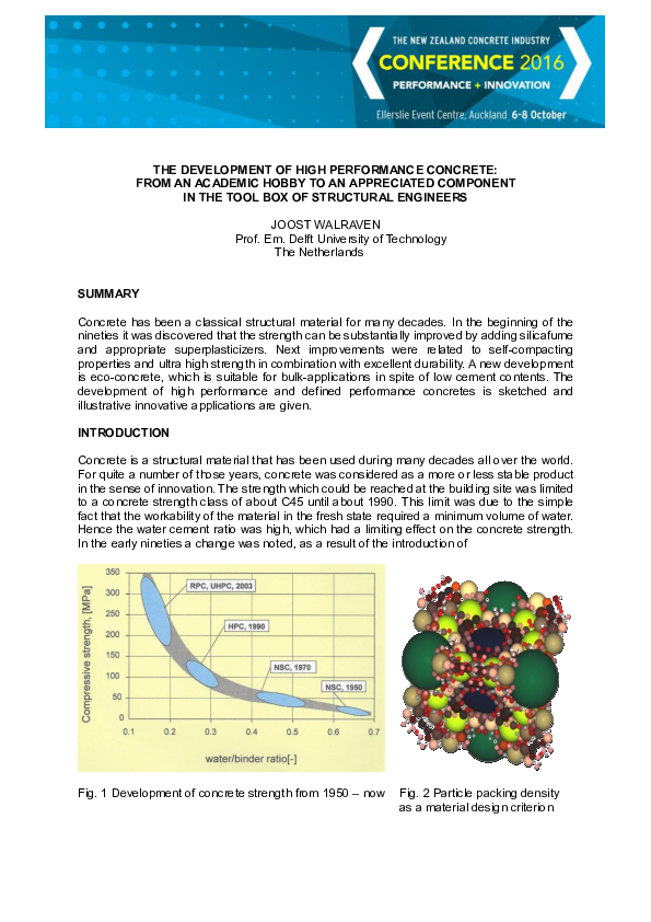 (PDF) The Development of High Performance Concrete: From an Academic ...