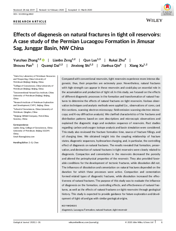 (PDF) Effects of diagenesis on natural fractures in tight oil ...