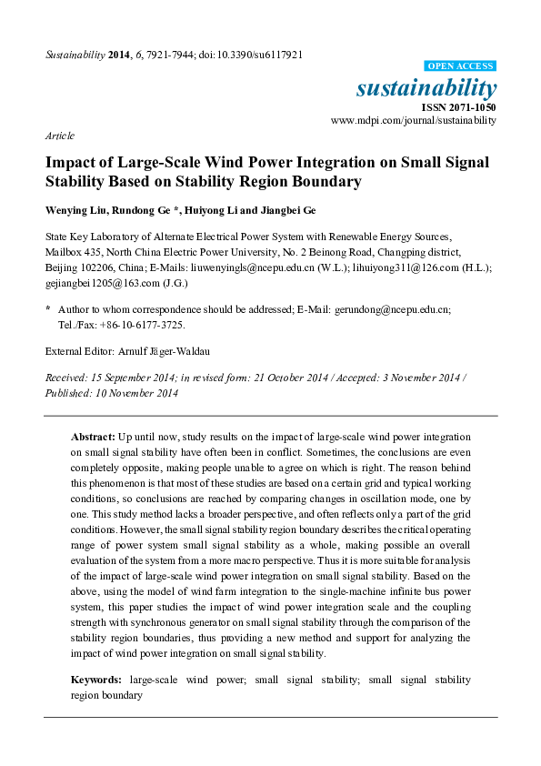 (PDF) Impact of Large-Scale Wind Power Integration on Small Signal ...