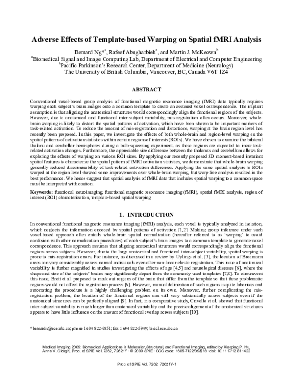 (PDF) Adverse effects of template-based warping on spatial fMRI analysis