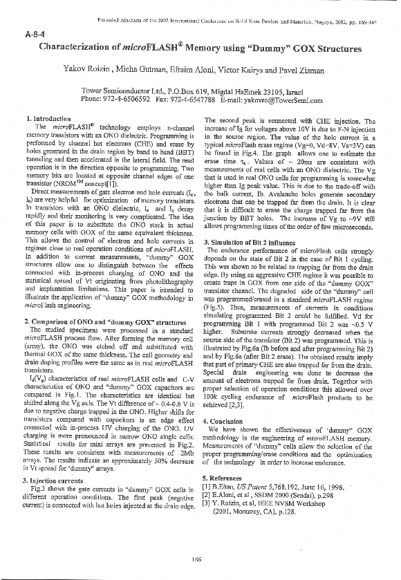 (PDF) Characterization of microFLASH R Memory using "Dummy" GOX ...