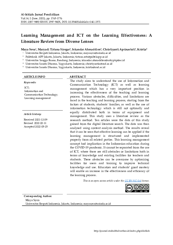 (PDF) Learning Management and ICT on the Learning Effectiveness: A ...