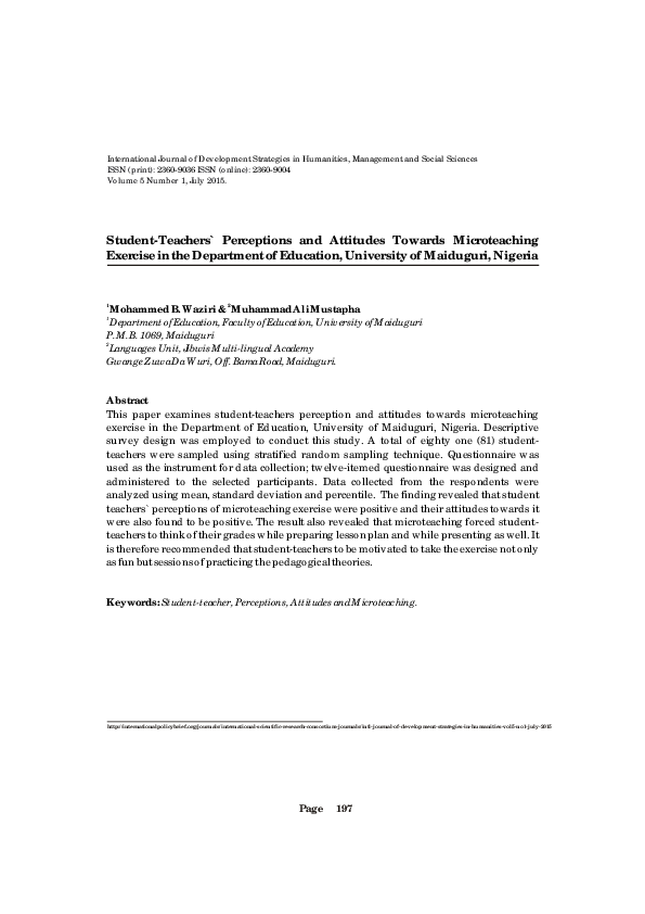 (PDF) Student-Teachers` Perceptions and Attitudes Towards Microteaching ...