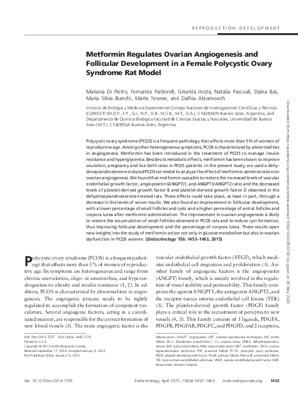 (PDF) Metformin Regulates Ovarian Angiogenesis and Follicular Development in a Female Polycystic