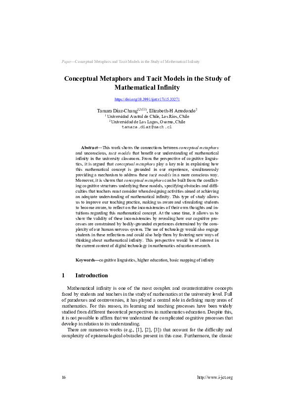 (PDF) Conceptual Metaphors and Tacit Models in the Study of ...