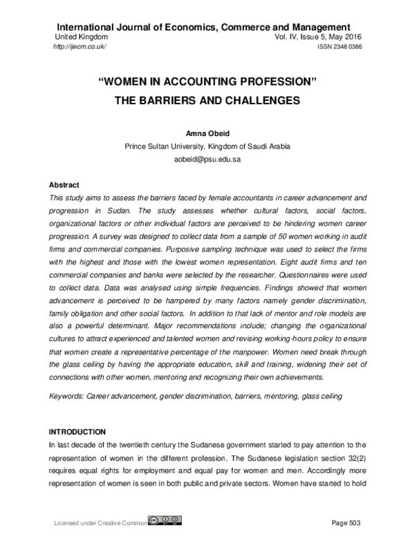 (PDF) Licensed under Creative Common " WOMEN IN ACCOUNTING PROFESSION ...
