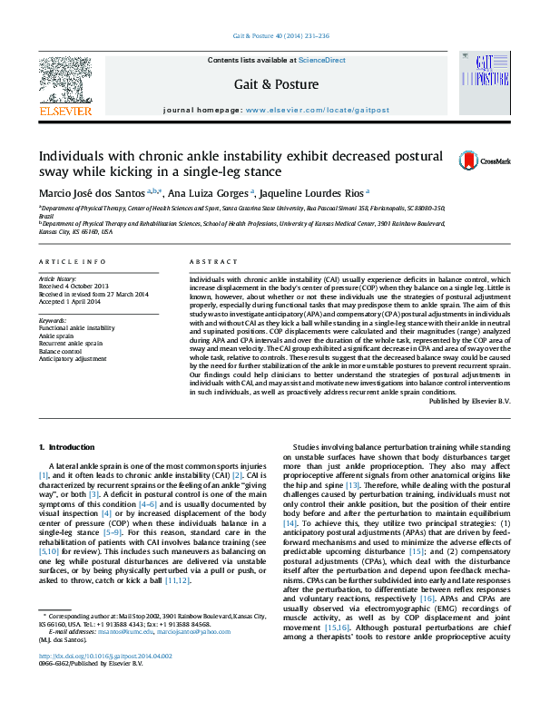(PDF) Individuals with chronic ankle instability exhibit decreased ...