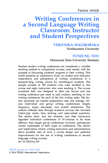 (PDF) Writing Conferences in a Second Language Writing Classroom ...