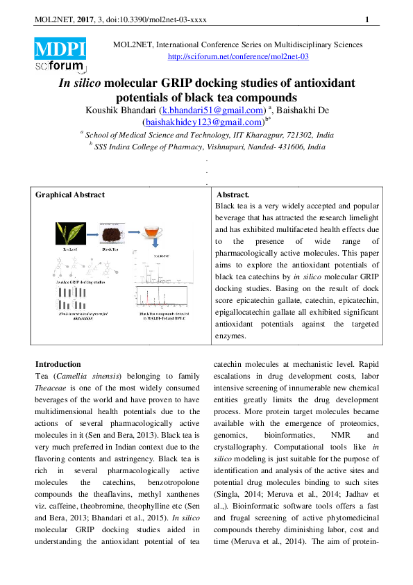 (PDF) In silico molecular GRIP docking studies of antioxidant ...