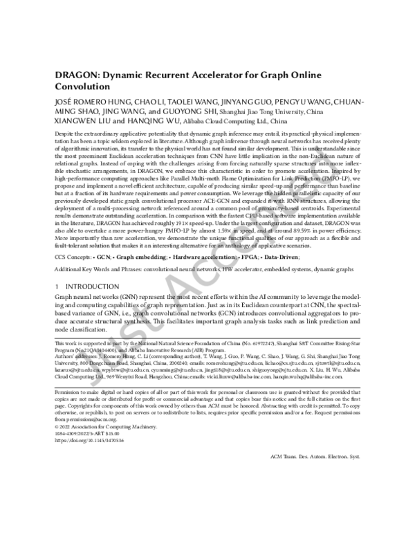 (PDF) DRAGON: Dynamic Recurrent Accelerator for Graph Online Convolution