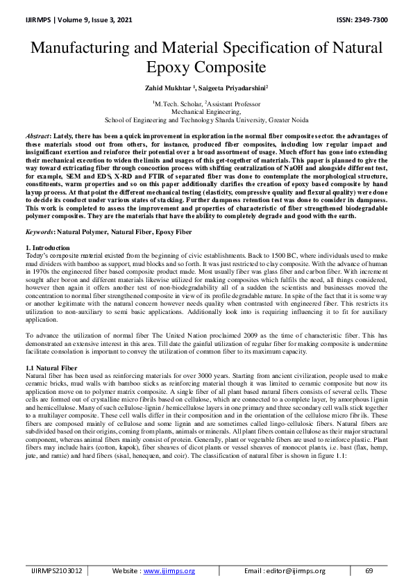 (PDF) Manufacturing and Material Specification of Natural Epoxy Composite