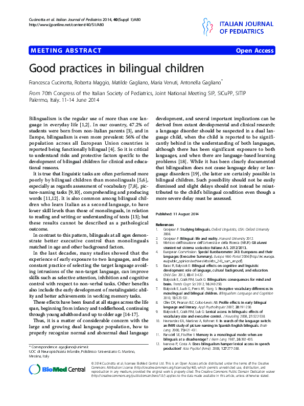 (PDF) Good practices in bilingual children