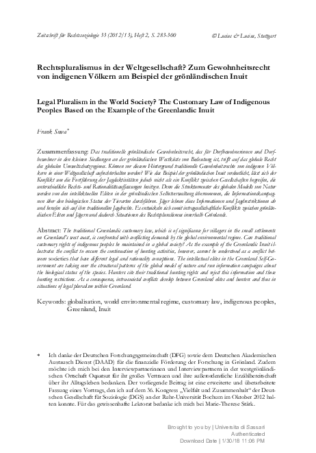 (PDF) Rechtspluralismus in der Weltgesellschaft? Zum Gewohnheitsrecht ...