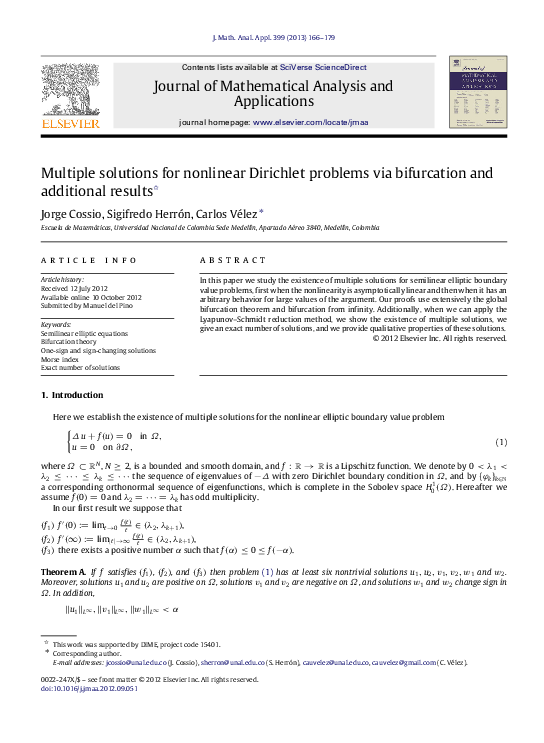 (PDF) Multiple solutions for nonlinear Dirichlet problems via ...