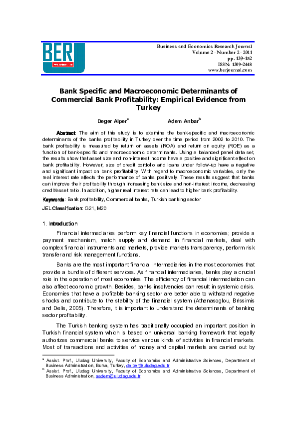 (PDF) Bank Specific and Macroeconomic Determinants of Commercial Bank ...