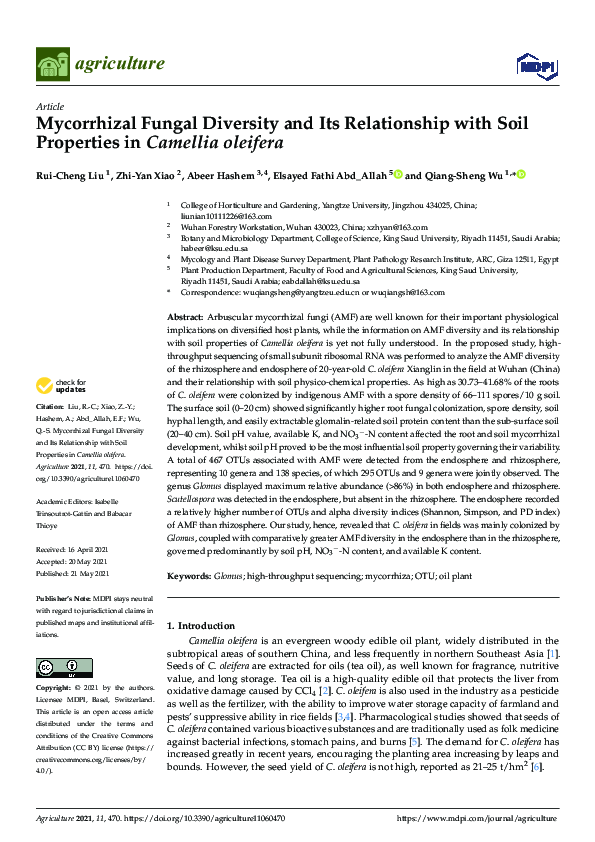 (PDF) Mycorrhizal Fungal Diversity and Its Relationship with Soil ...