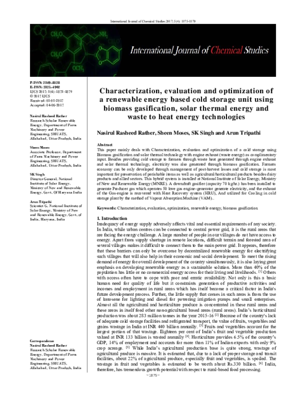 (PDF) Characterization, evaluation and optimization of a renewable ...