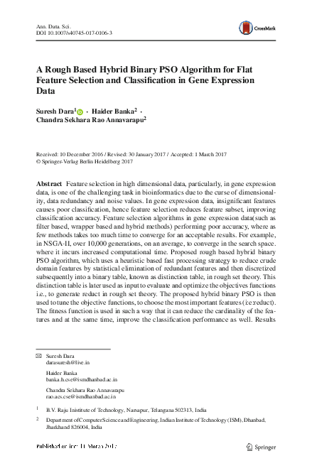 (PDF) A Rough Based Hybrid Binary PSO Algorithm for Flat Feature ...