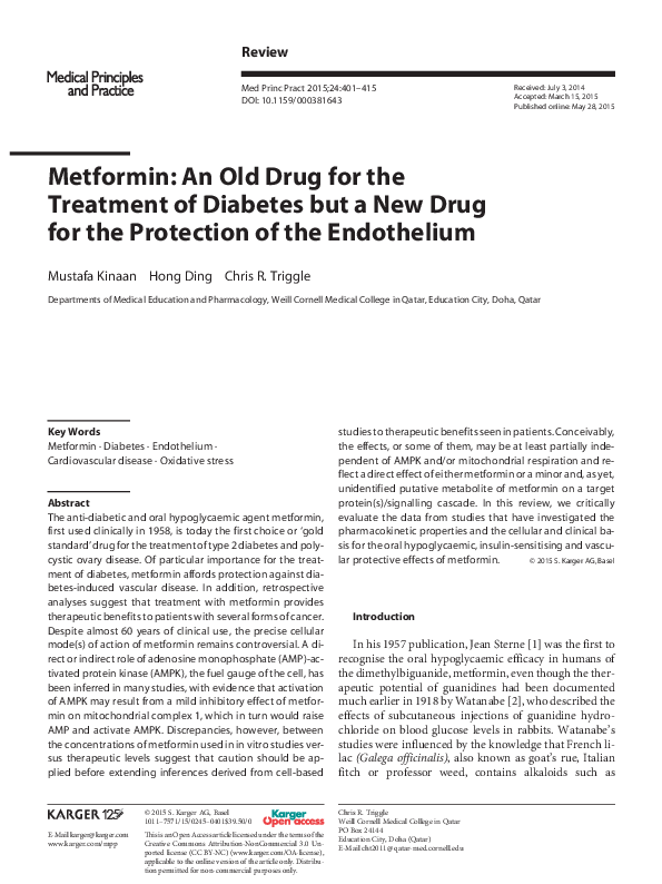 (PDF) Metformin: An Old Drug for the Treatment of Diabetes but a New ...