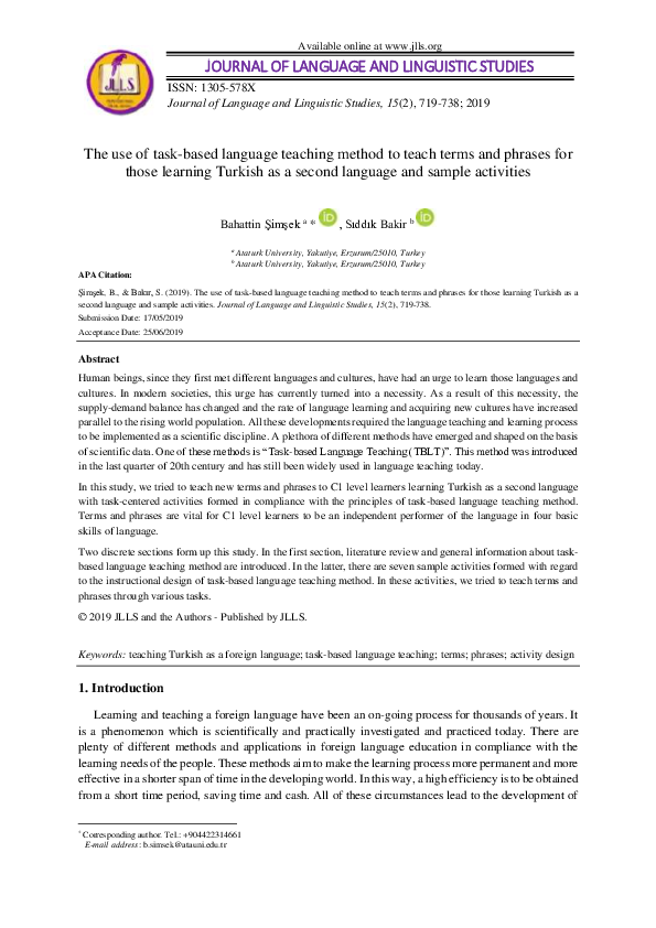 (PDF) The use of task-based language teaching method to teach terms and ...