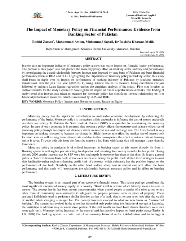 (PDF) The Impact of Monetary Policy on Financial Performance: Evidence ...