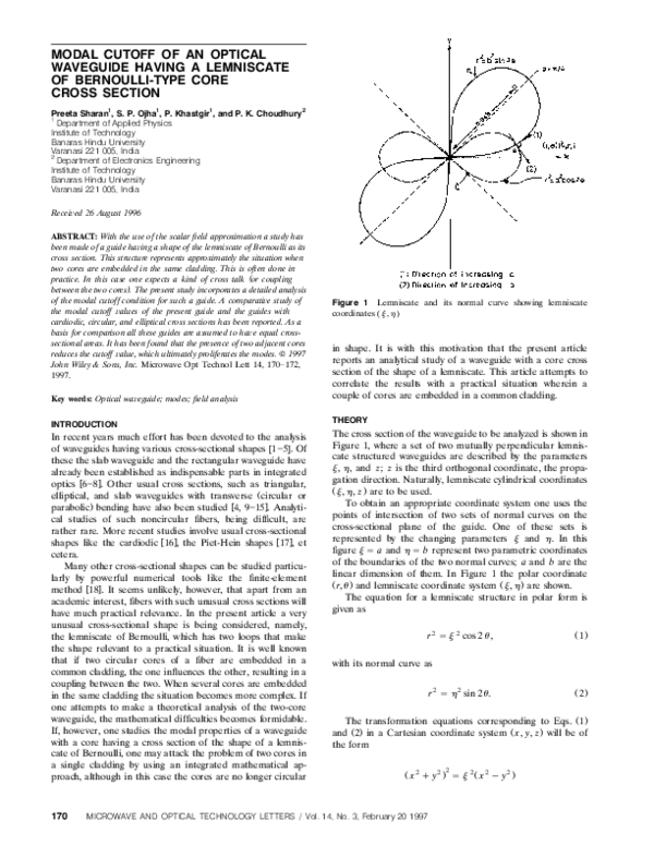 (PDF) Modal cutoff of an optical waveguide having a lemniscate of ...