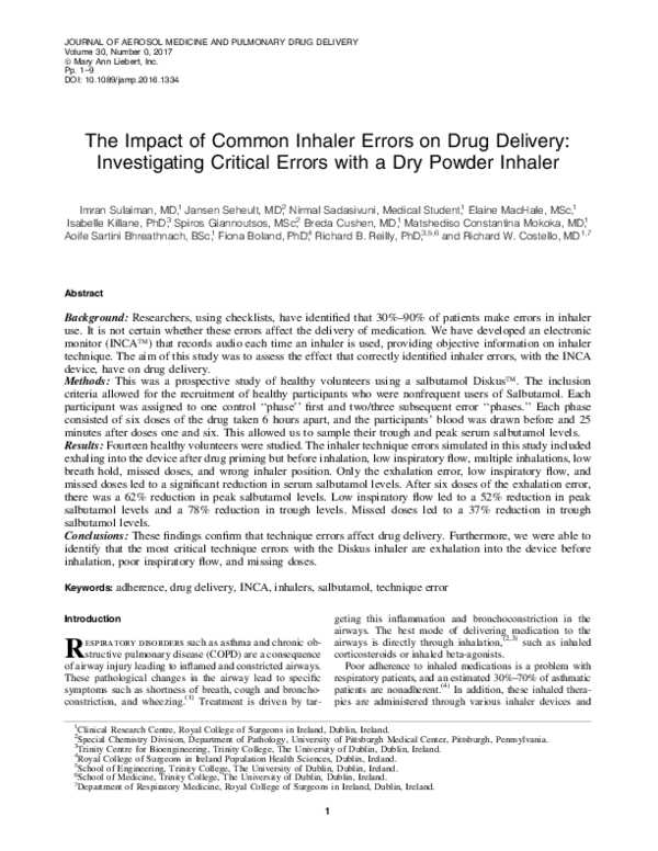 (PDF) The Impact of Common Inhaler Errors on Drug Delivery ...