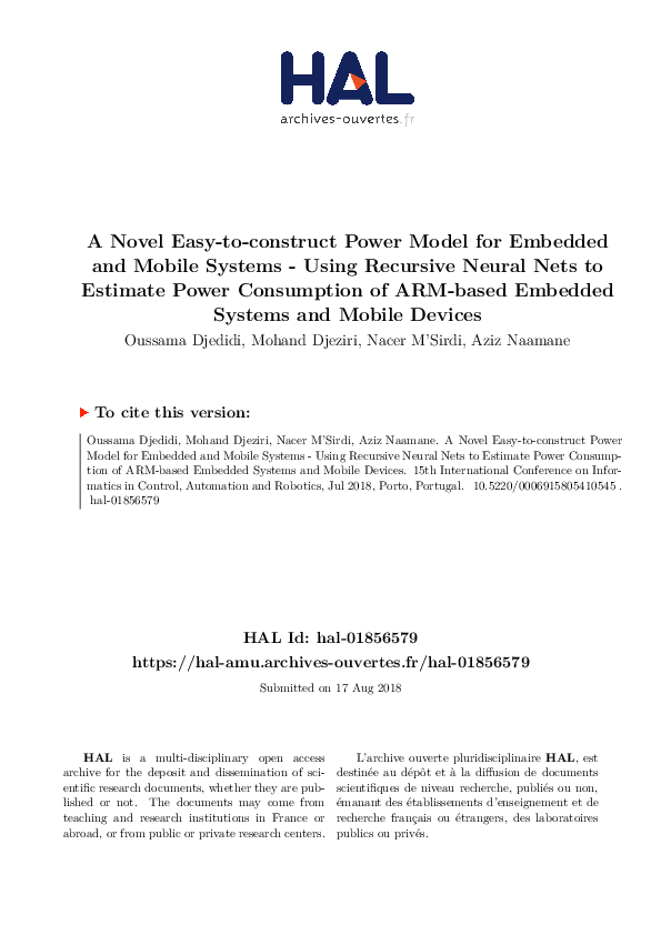 (PDF) A Novel Easy-to-construct Power Model for Embedded and Mobile ...