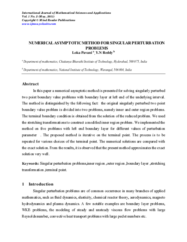 (PDF) Numerical Asymptotic Method for Singular Perturbation Problems