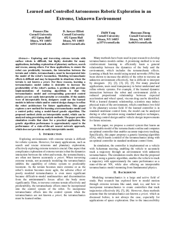 (PDF) Learned and Controlled Autonomous Robotic Exploration in an ...