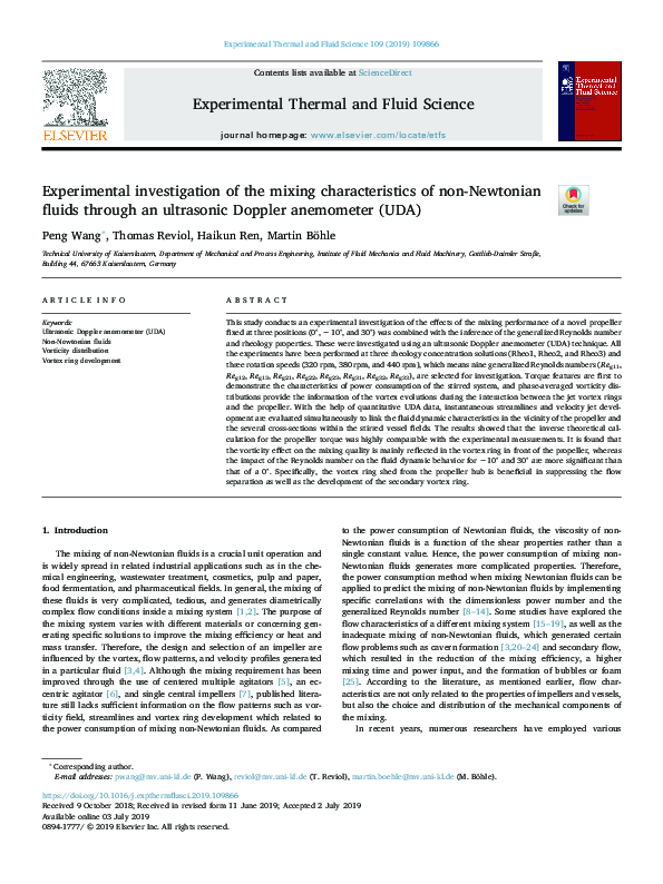(PDF) Experimental investigation of the mixing characteristics of non ...