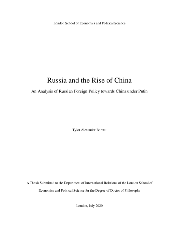 (PDF) Russia and the rise of China: an analysis of Russian foreign ...
