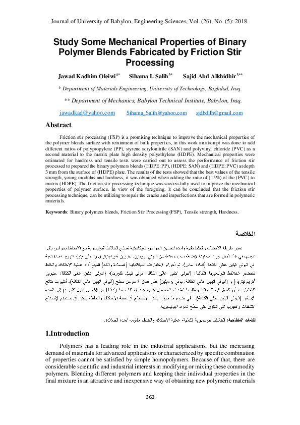 (PDF) Study Some Mechanical Properties of Binary Polymer Blends ...