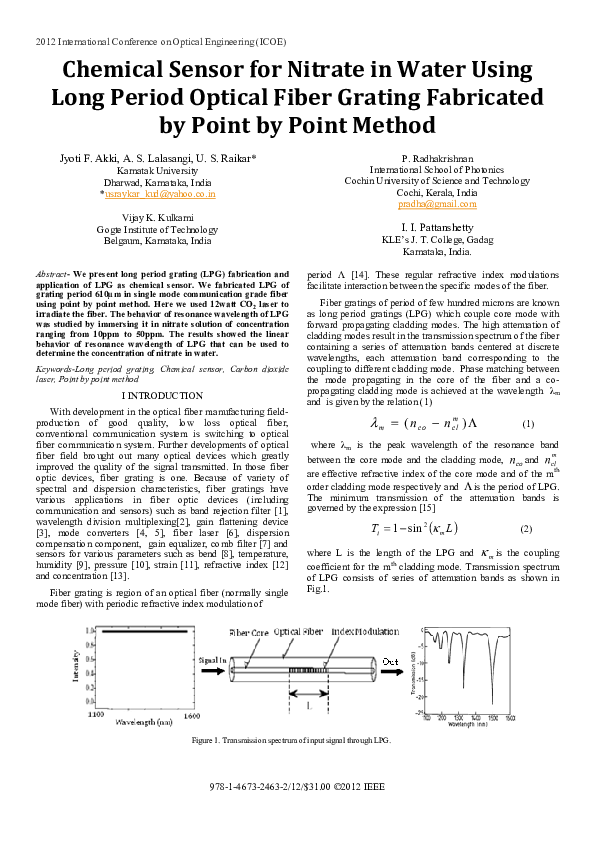(PDF) Chemical sensor for nitrate in water using long period optical ...