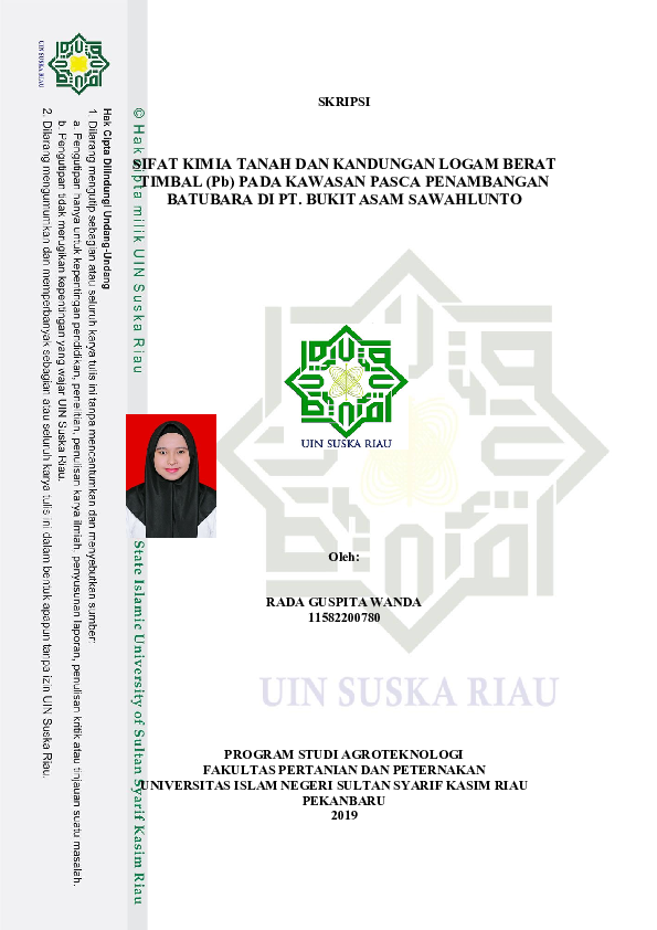 (PDF) SIFAT KIMIA TANAH DAN KANDUNGAN LOGAM BERAT TIMBAL (Pb) PADA