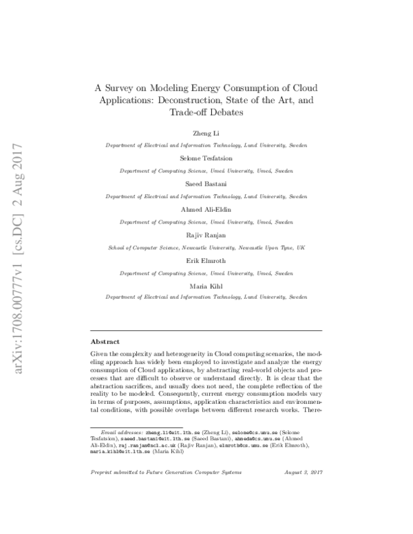 (PDF) A Survey on Modeling Energy Consumption of Cloud Applications ...