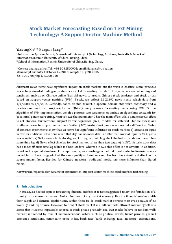(PDF) Stock Market Forecasting Based on Text Mining Technology: A ...