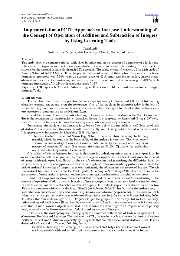 (PDF) Implementation of CTL Approach to Increase Understanding of the ...