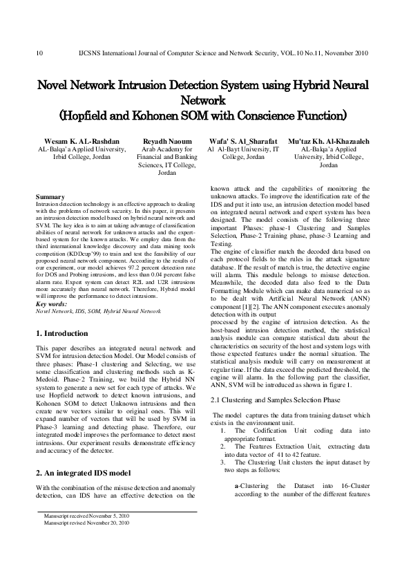 (PDF) Novel Network Intrusion Detection System using Hybrid Neural ...