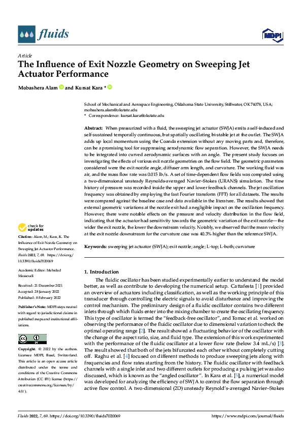 (PDF) The Influence of Exit Nozzle Geometry on Sweeping Jet Actuator ...