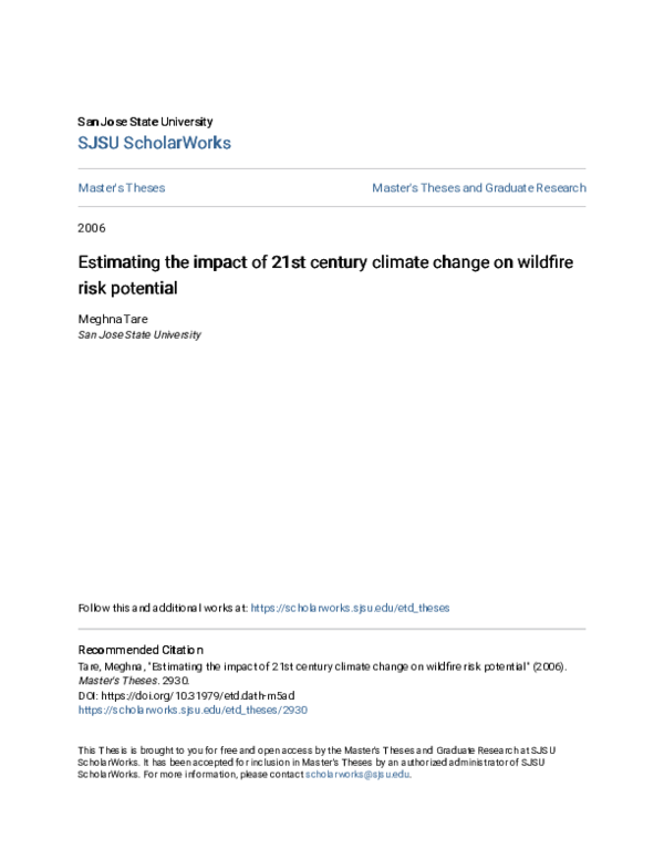 (PDF) Estimating the impact of 21st century climate change on wildfire ...