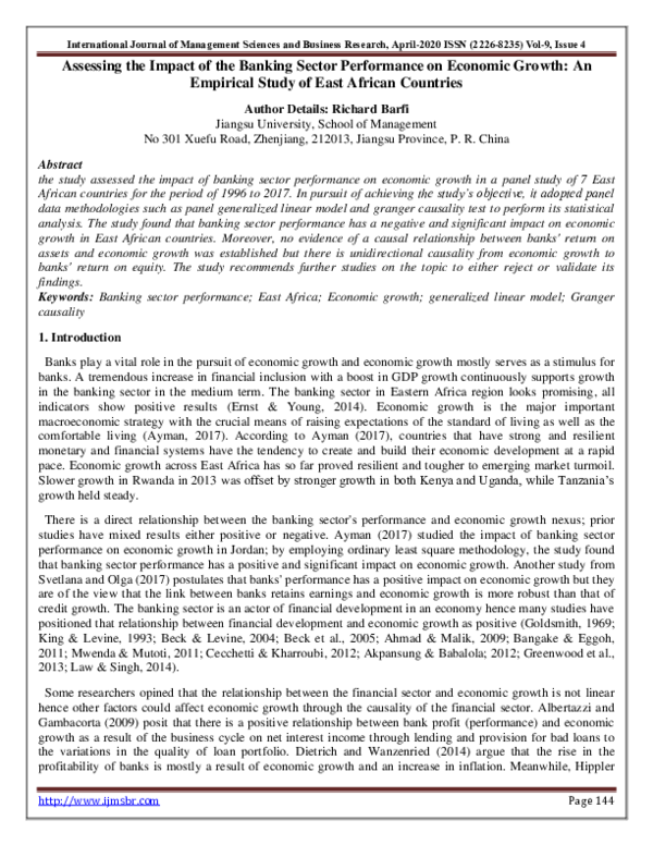 (PDF) Assessing the impact of the banking sector performance on ...