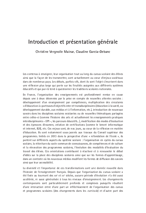 (PDF) Introduction et présentation générale
