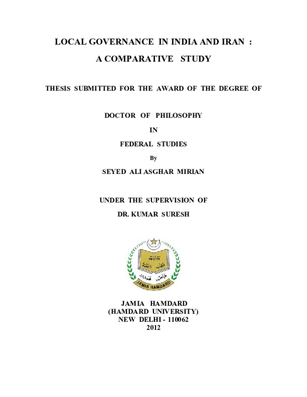 (PDF) Local governance in India and Iran: a comparative study