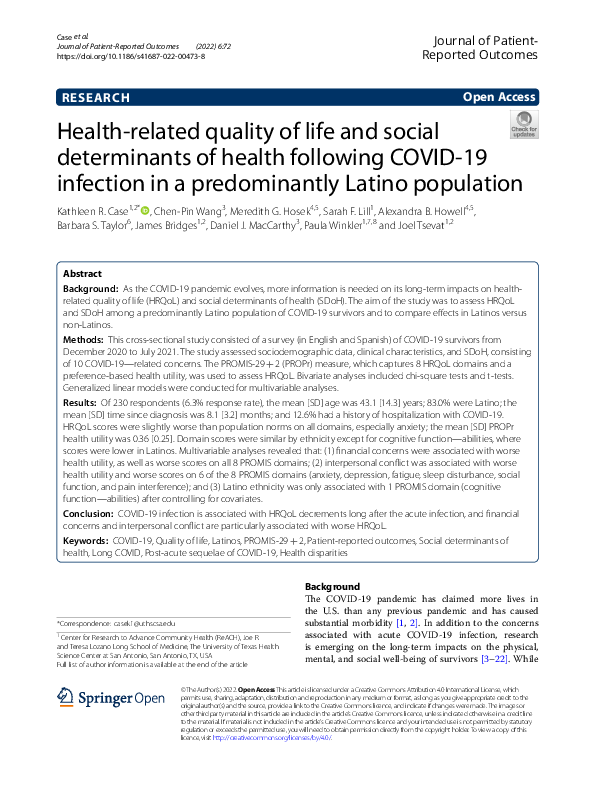 (PDF) Health-related quality of life and social determinants of health ...